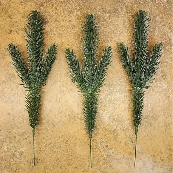 16pcs Pine Needle Branch Stem Picks Christmas DIY Crafting Winter Woodland Decor - Picture 3 of 4